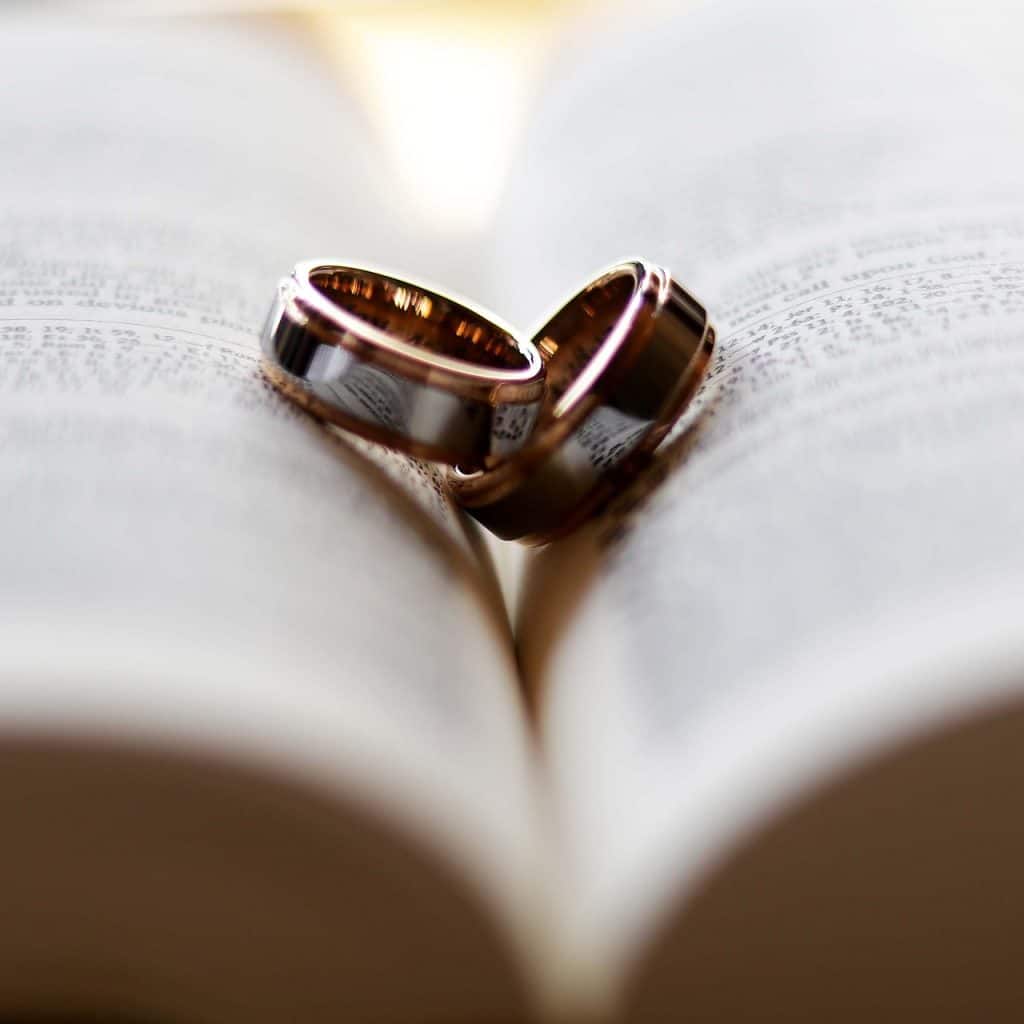 Rings laying on a bible