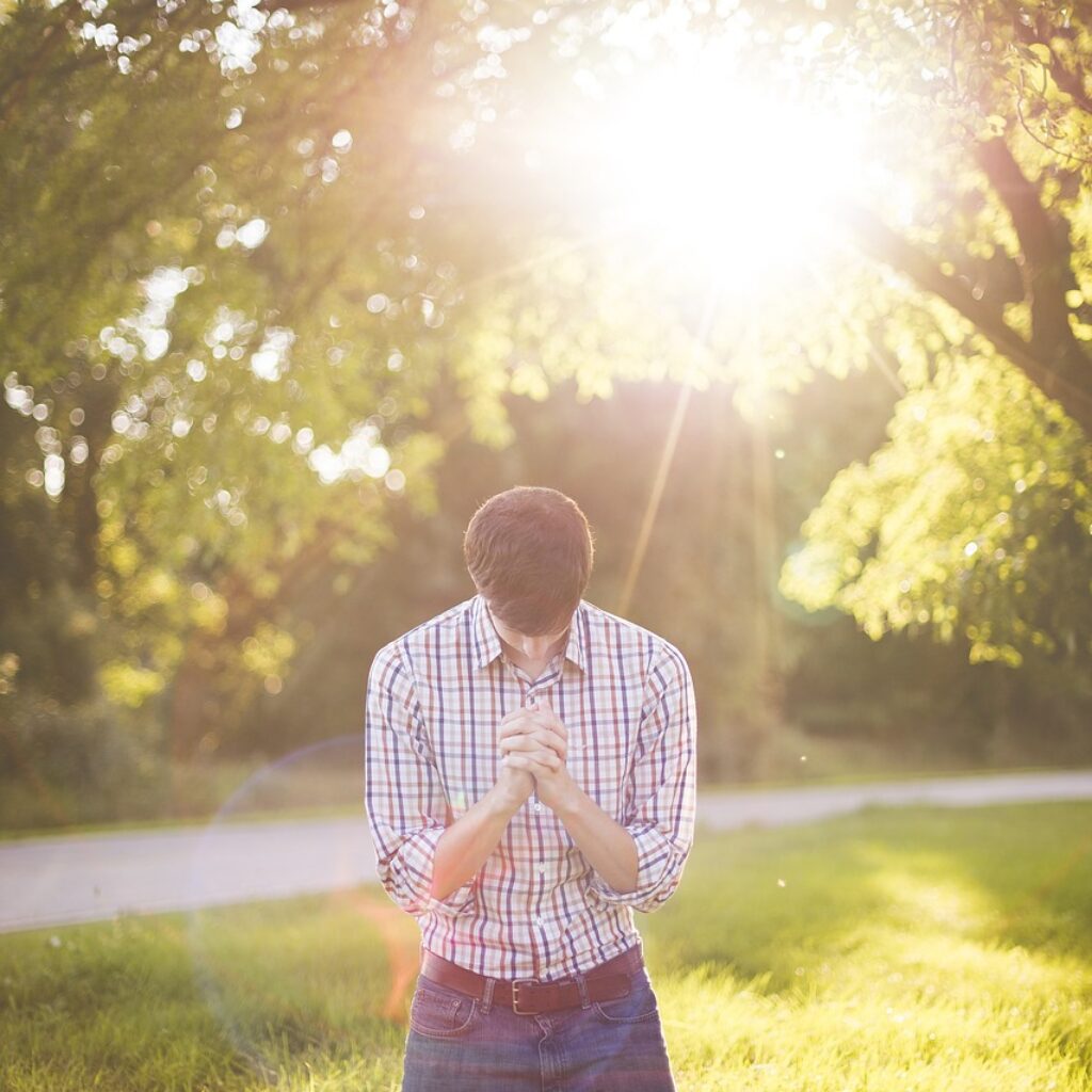 Man repenting on his knees