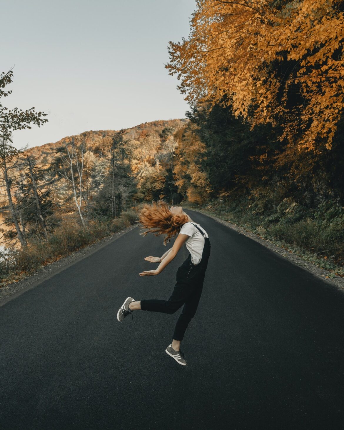 Christian girl dancing in the street
