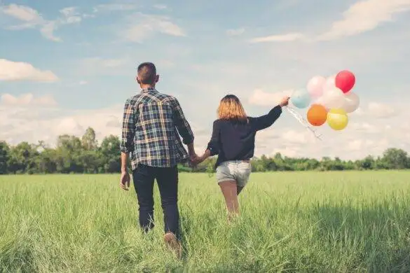 Christian newlywed walking together