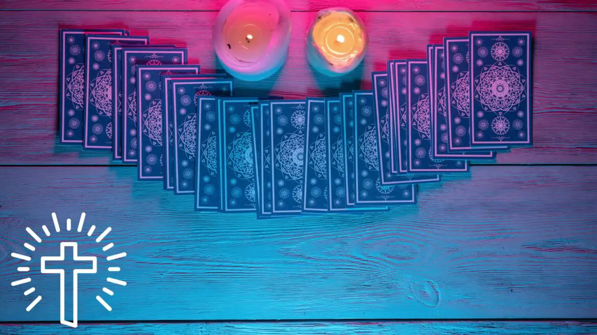 Tarot cards on counter