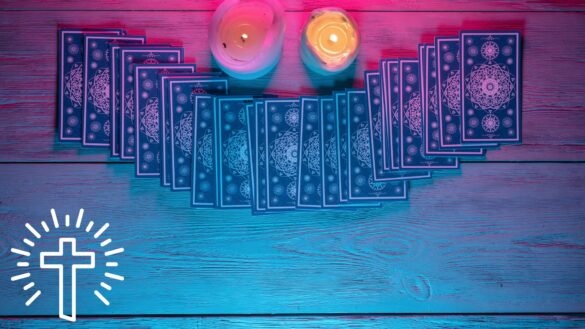 Tarot cards on counter