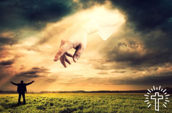 The-Hand-of-God-Touching-A-Man-Standing-in-an-Open-Field