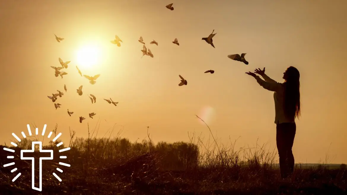 Woman Playing With Birds Outside