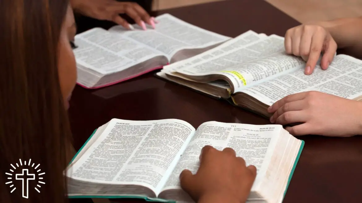 Group of adults with devotional Bible